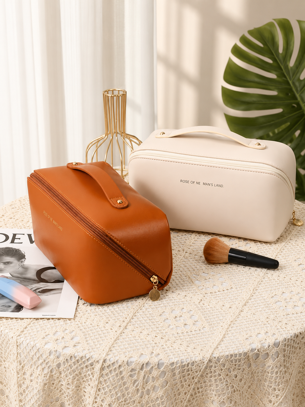 Leather Cosmetic Organizer Pouch