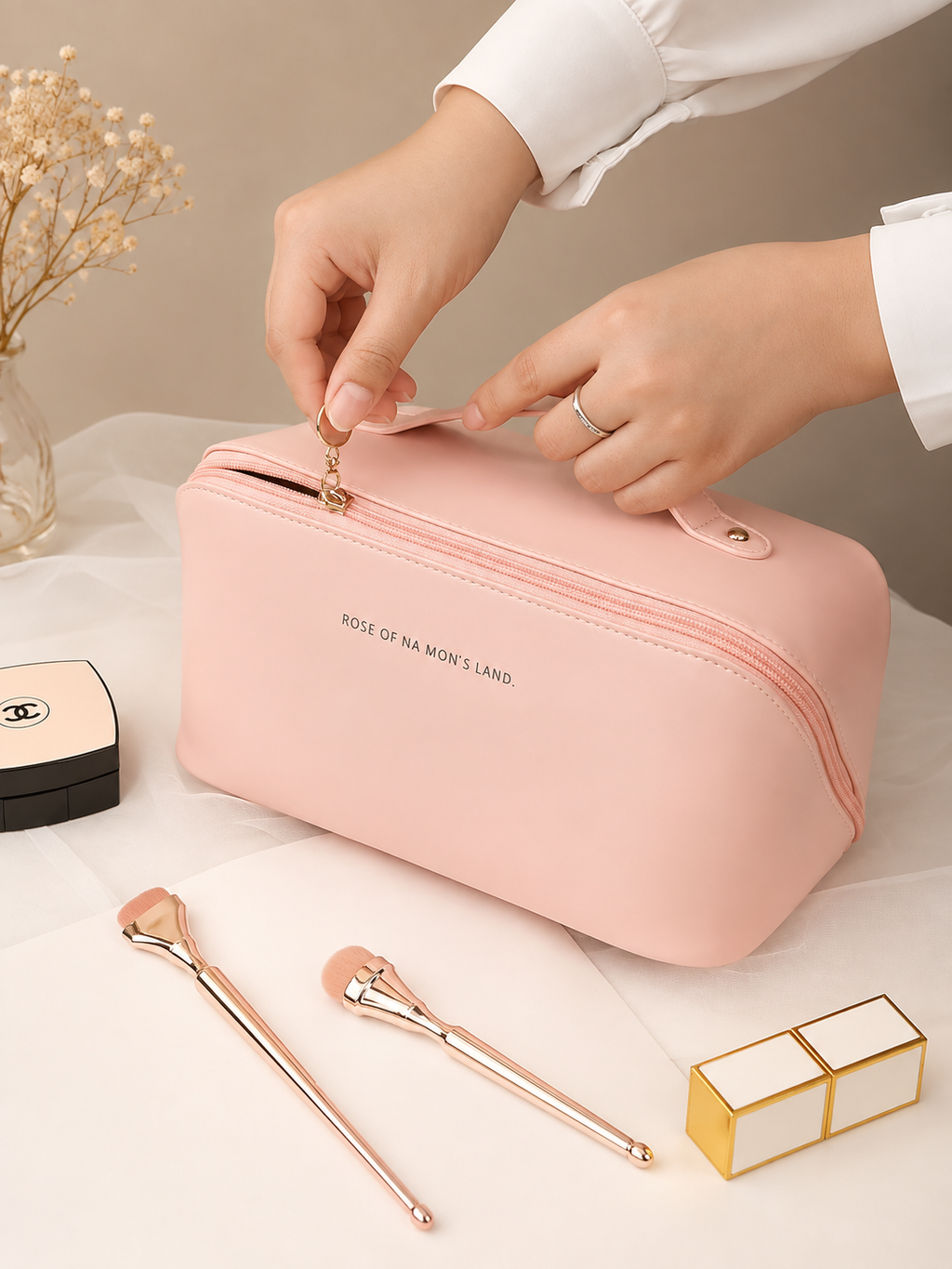 Leather Cosmetic Organizer Pouch