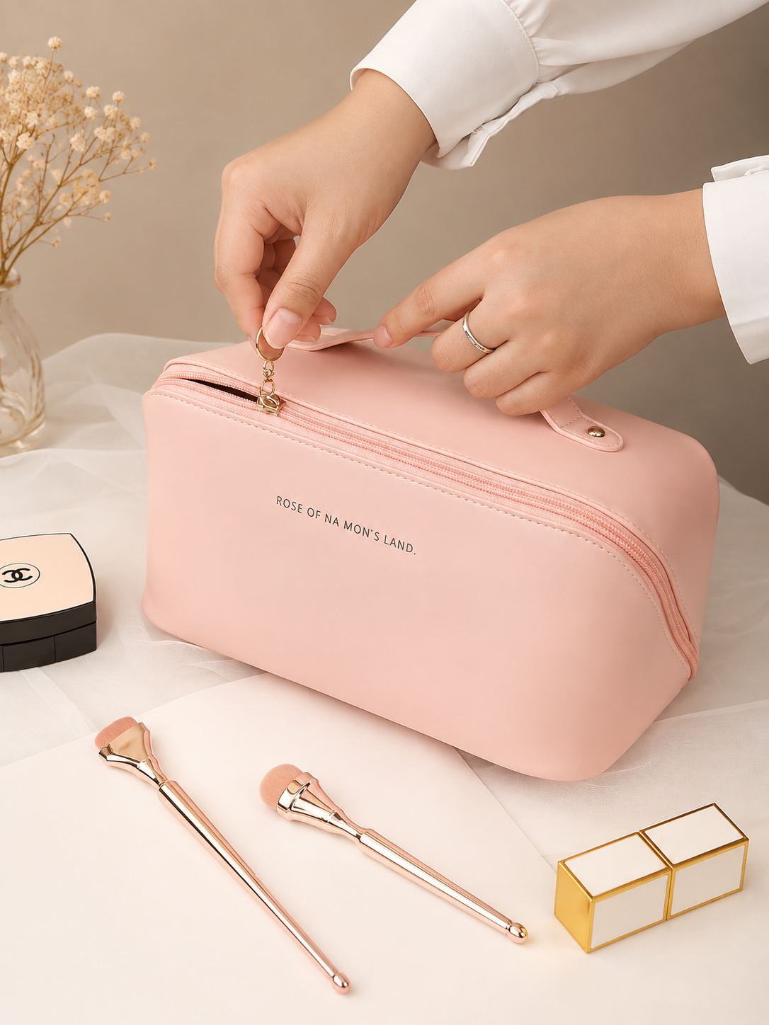 Leather Cosmetic Organizer Pouch