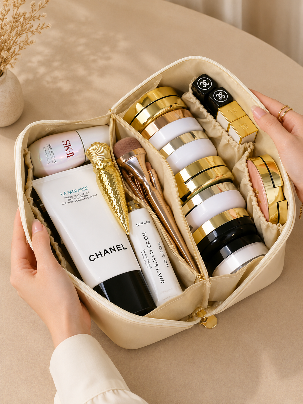 Leather Cosmetic Organizer Pouch