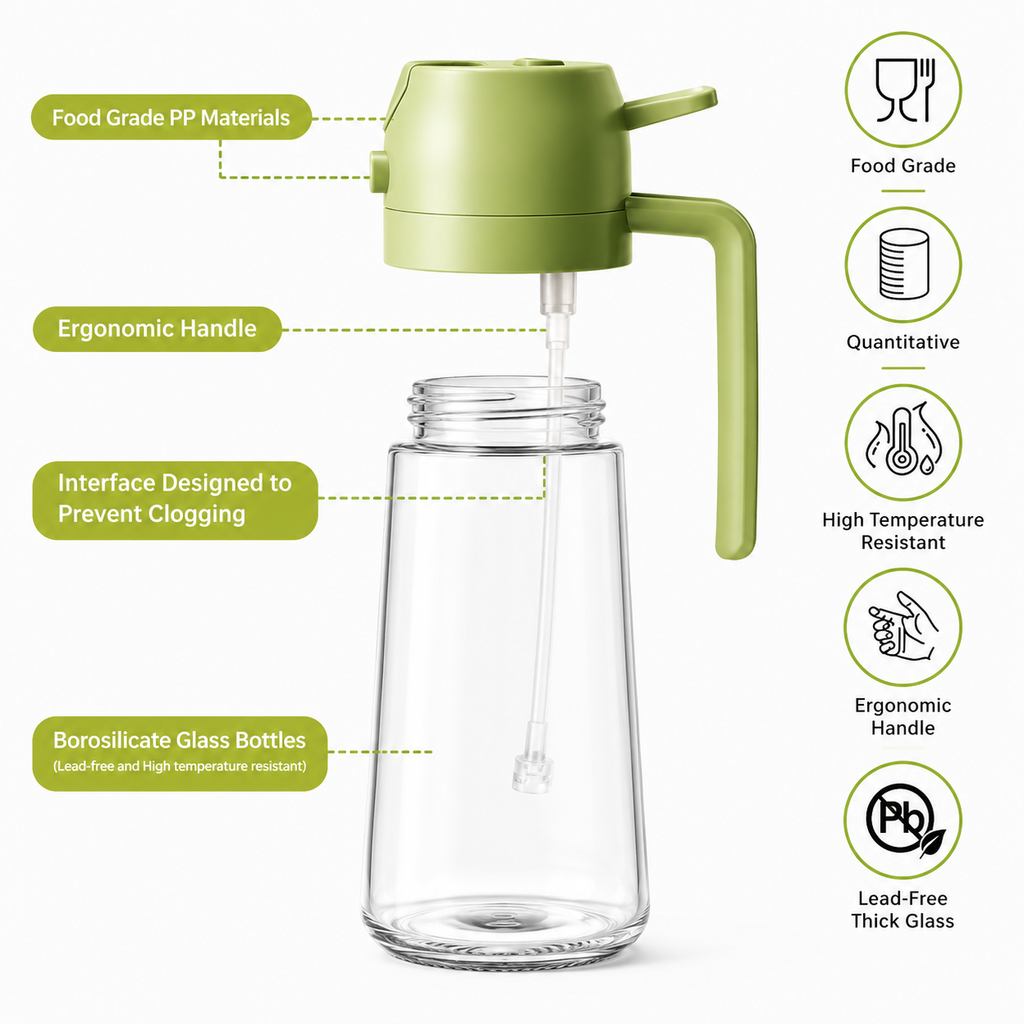 2 in 1 Oil Dispenser Glass Bottle for kitchen (500ML)
