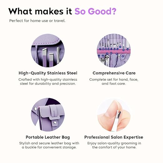 16-Piece Professional Grooming Kit — Manicure, Pedicure, Facial & Ear Care