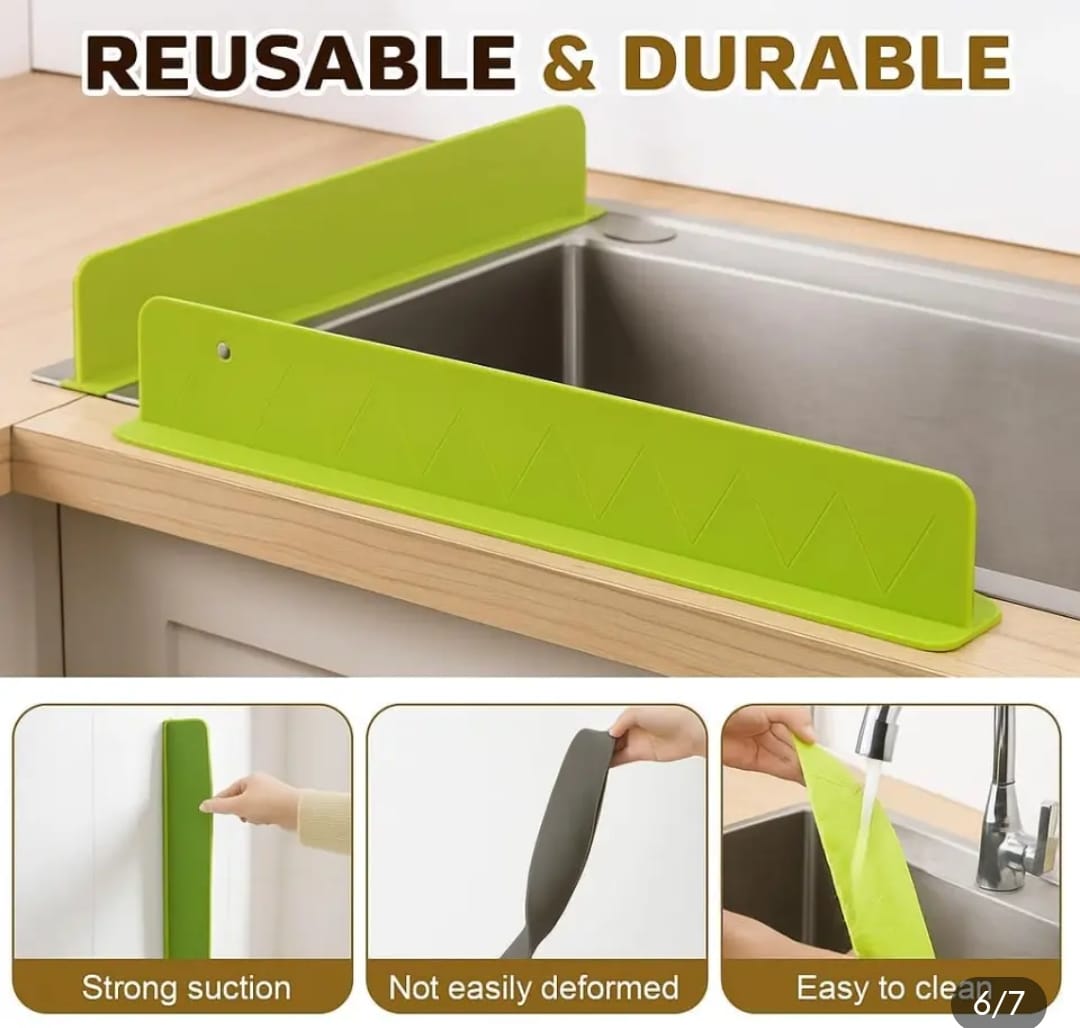Silicone Sink Splash Guard With Suction – Flexible Water Splash Stopper for Kitchen & Bathroom