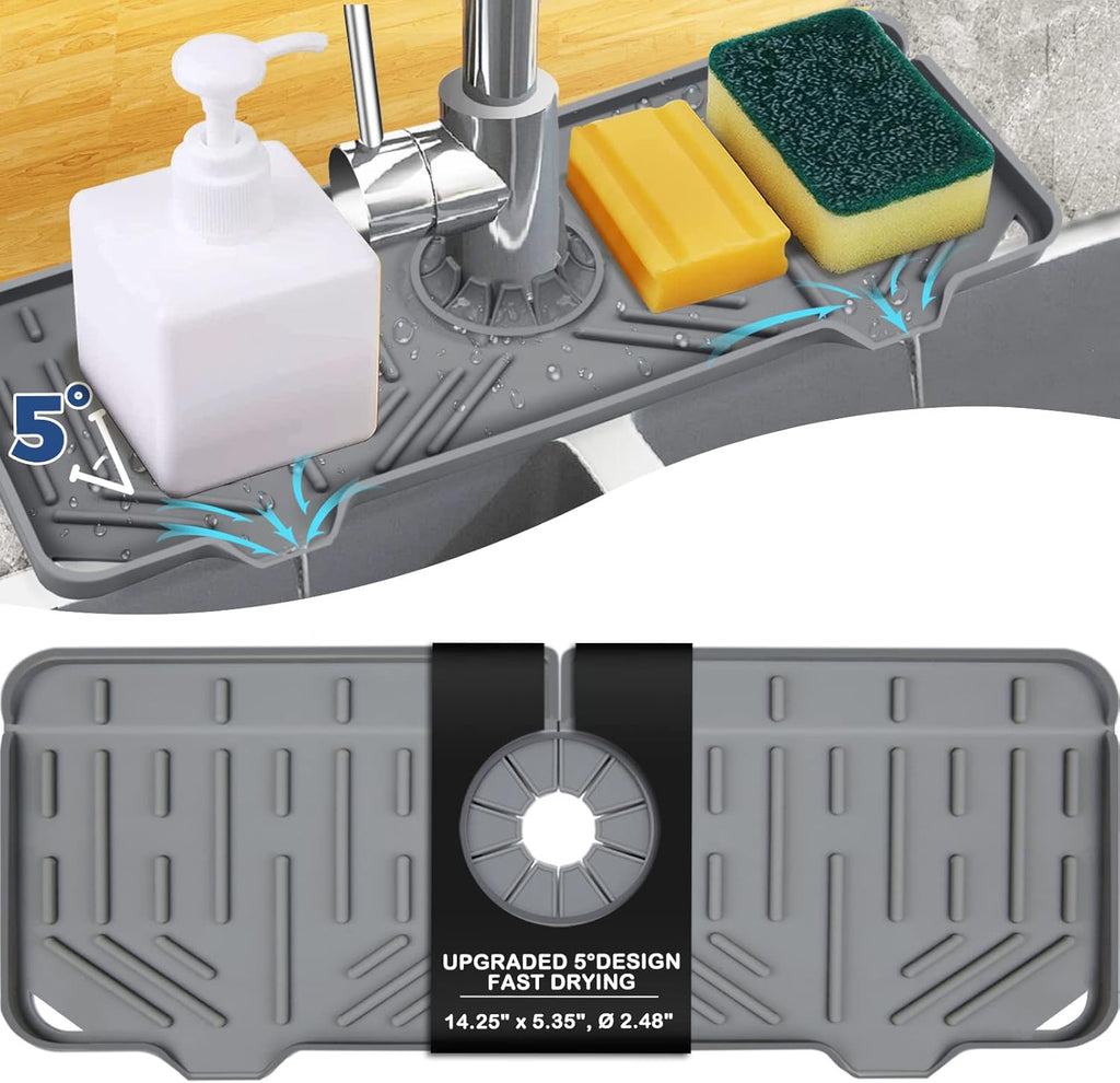 Silicone Sink Splash Guard – Self-Draining Faucet Drip Catcher & Countertop Protector