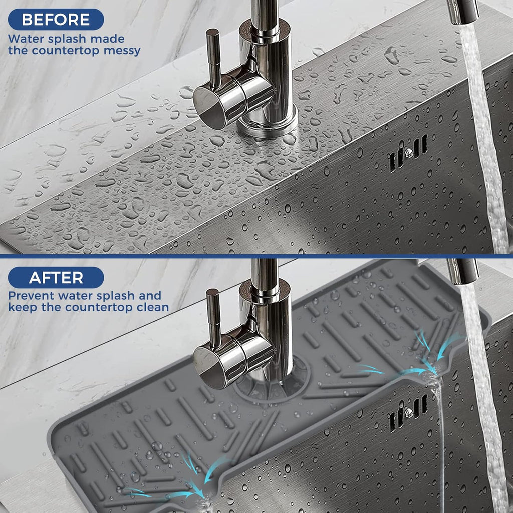 Silicone Sink Splash Guard – Self-Draining Faucet Drip Catcher & Countertop Protector
