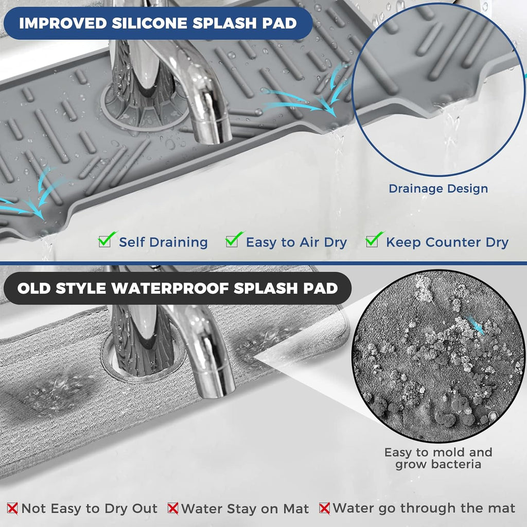 Silicone Sink Splash Guard – Self-Draining Faucet Drip Catcher & Countertop Protector
