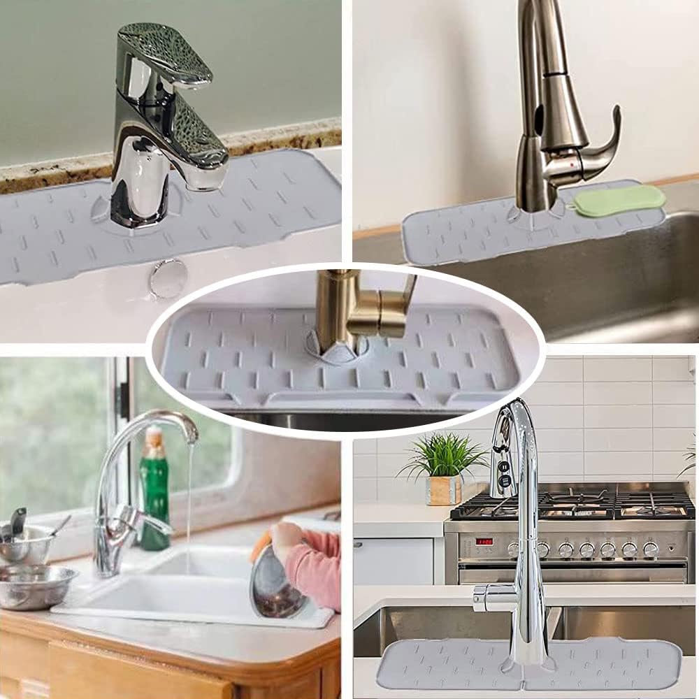 Silicone Sink Splash Guard – Self-Draining Faucet Drip Catcher & Countertop Protector